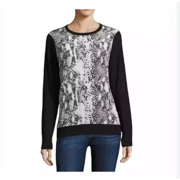 Equipment Roland Silk Snake Print Front Crew Neck Sweater Size XS EUC - Picture 1 of 4